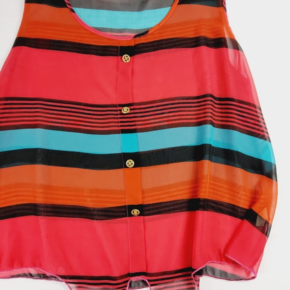 Womens Multicolored Casual Sleeveless Scoop Neck Loose Fit Tank Top 1X - Picture 5 of 5